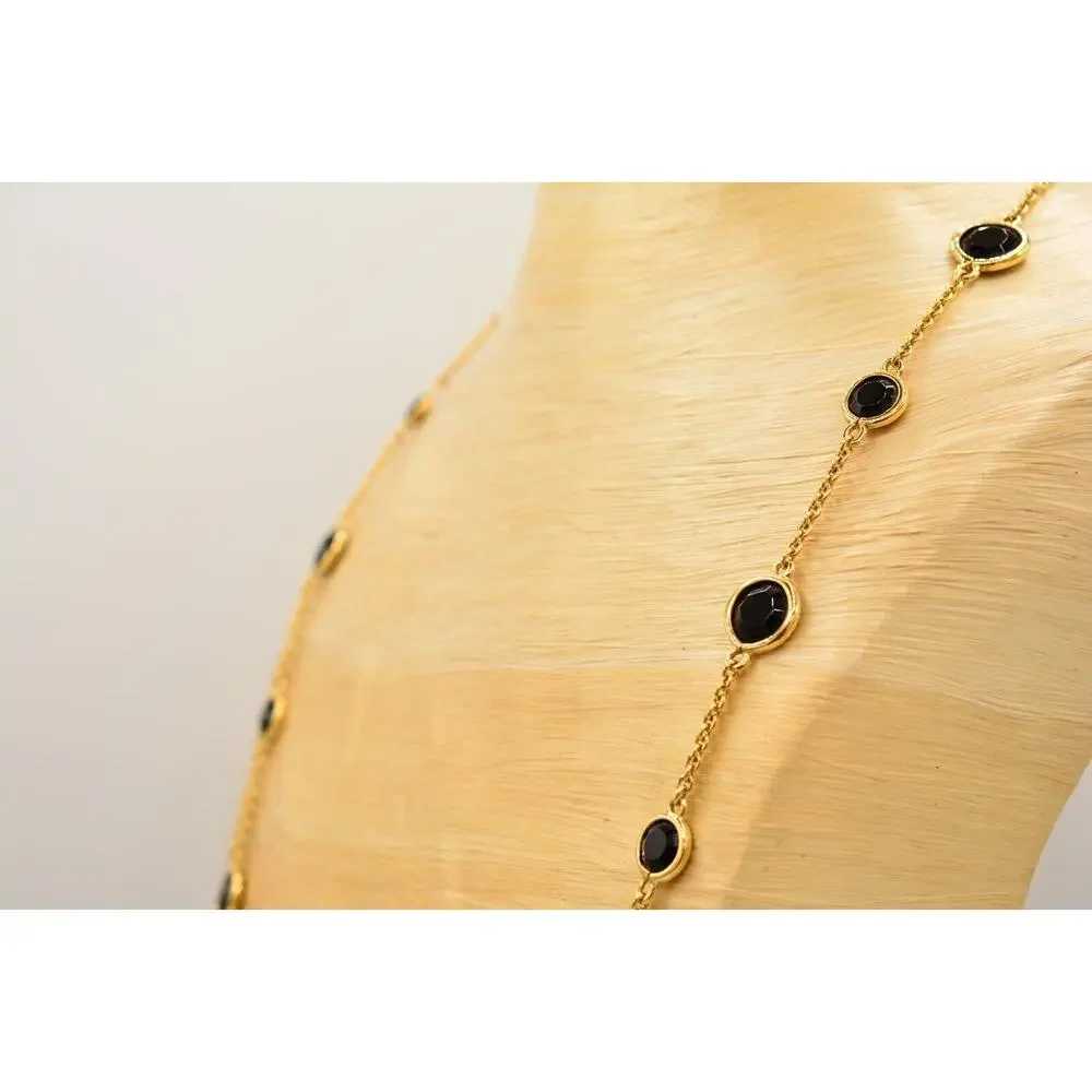 Kate Spade Crystal Confetti Necklace Chain Black Open Bezel Crystal Gold Tone 9J